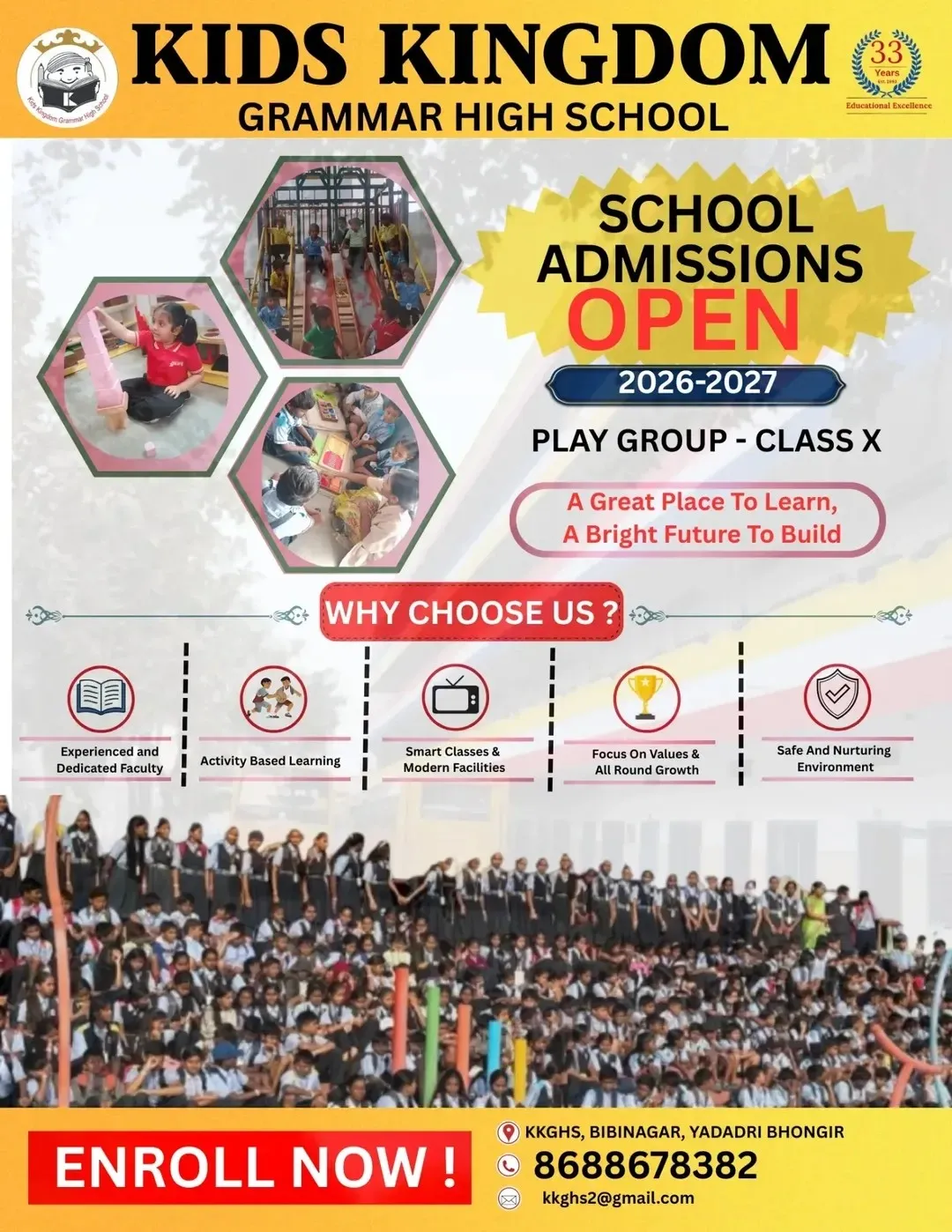 Kids Kingdom Grammar High School: Admissions Open 2026-2027, Play Group to Class X