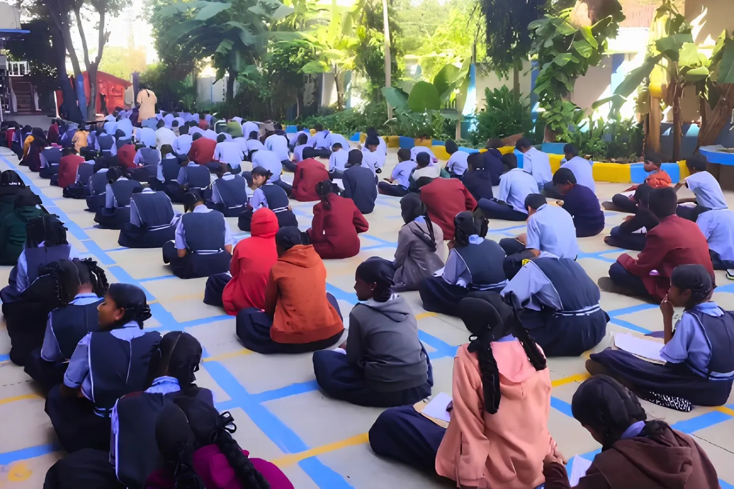 Students during morning assembly at KKGHS